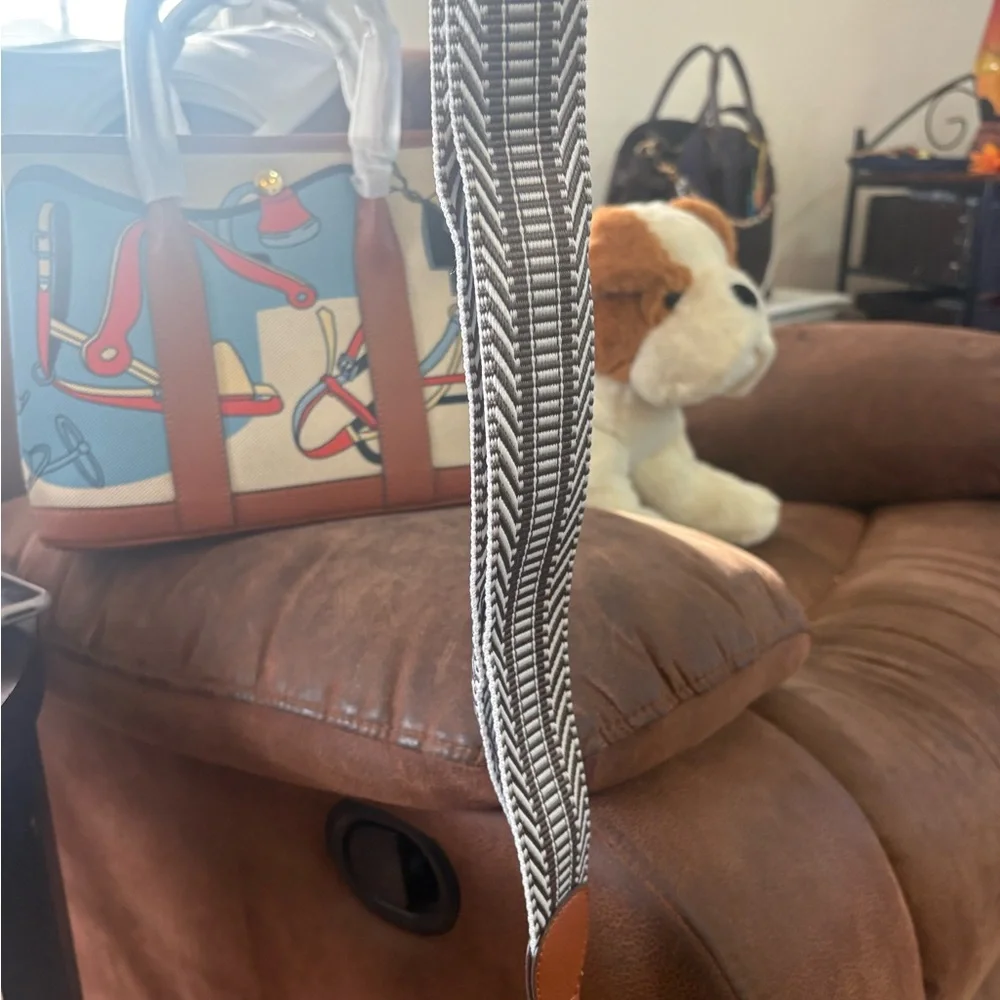 Artistic Blue and Brown Women's Tote Bag - Picture 7 of 9